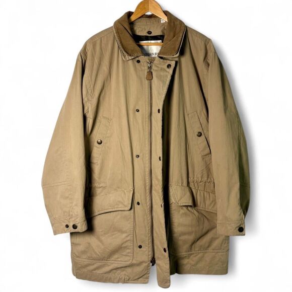 90s Vintage London Fog Classic Khaki Field Coat Removable Liner Men's sz L Tall